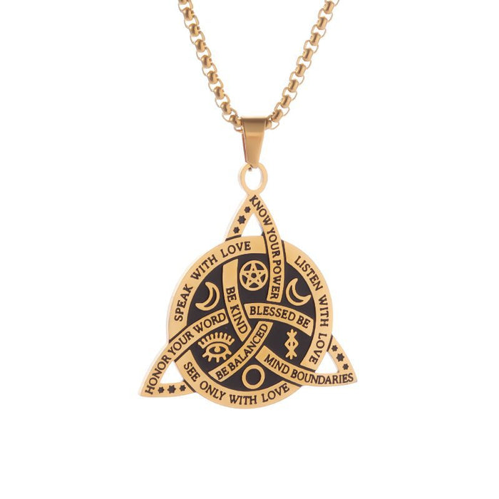 Wholesale stainless steel Celtic retro Triangle pendant star Moon fan Men Necklaces