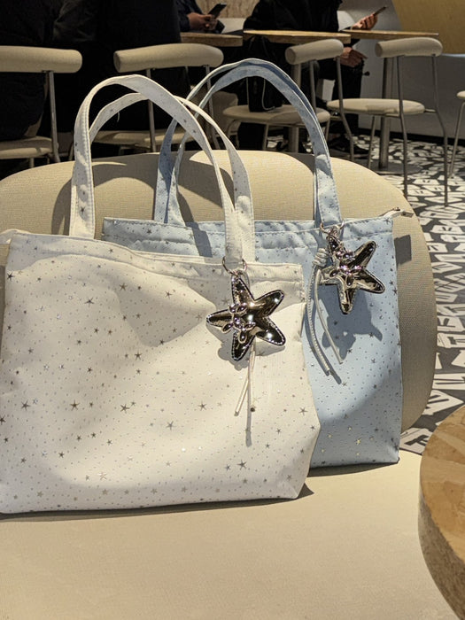Wholesale Canvas Star Pattern Large Capacity Tote Bag Casual Fashion Accessory Gift