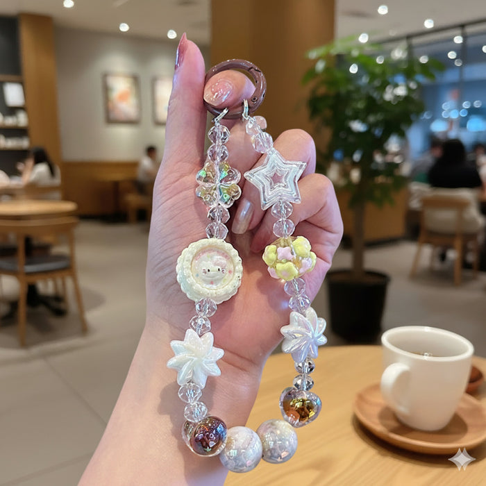Wholesale Cartoon Cat Bowknot Short Beaded Keychain