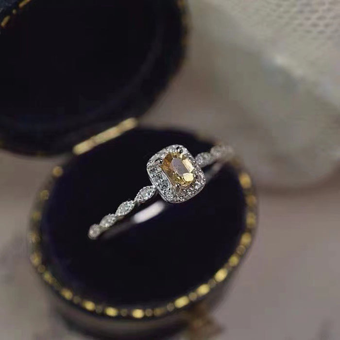 Wholesale Yellow Crystal Zircon Open Light Luxury Ring Natural Stone Crystal Fine Circle
