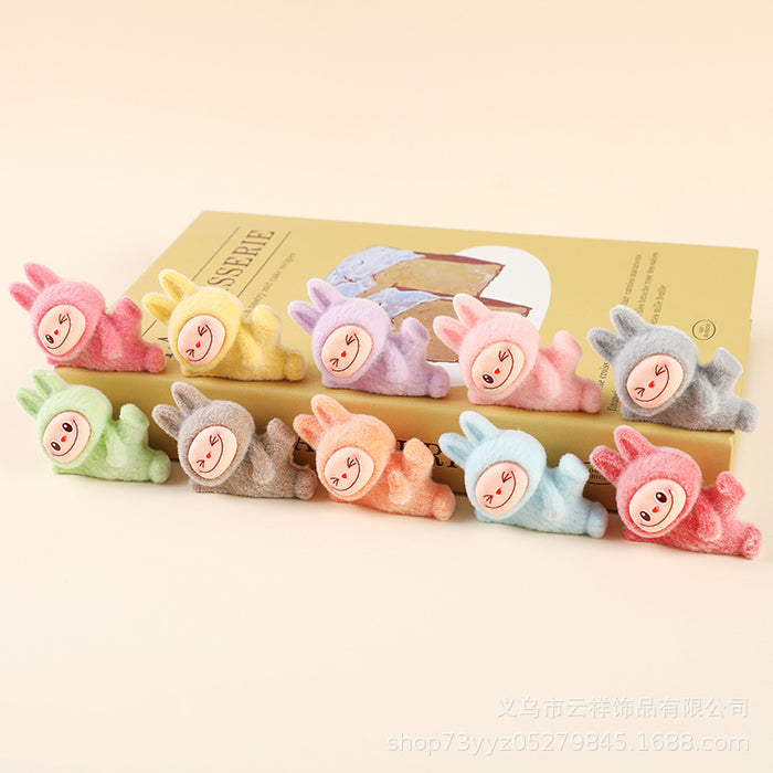 Wholesale flocked cute cartoon 3D doll keychain