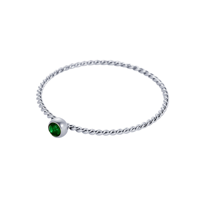 Wholesale Twisted ring with zircon ring stainless steel gold-plated birthstone twisted tail ring