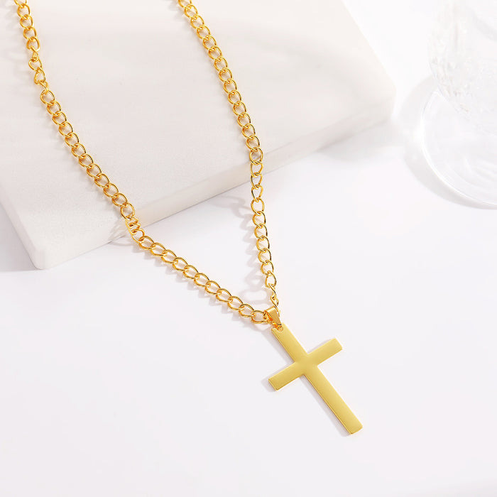 Wholesale Twist Chain Simple Cross Titanium Steel Necklace JDC-NE-Liyang008