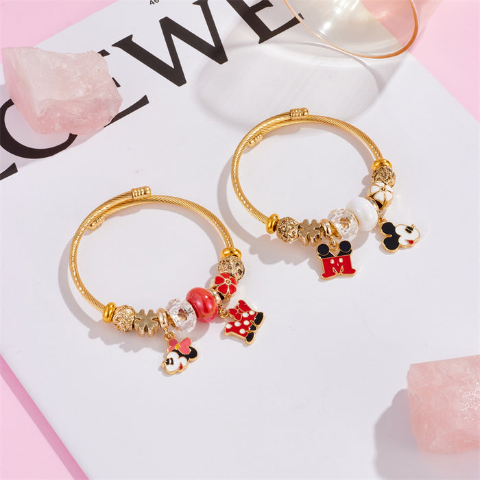 Wholesale Cartoon Beaded Opening Alloy Bracelet JDC-BT-xiaobo008