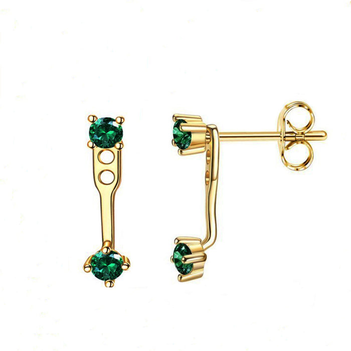 Wholesale Personalized Light Luxury Copper Earnail Geometric Earring Set with Diamond studded Color Diamond Zircon Square Earring Buckle