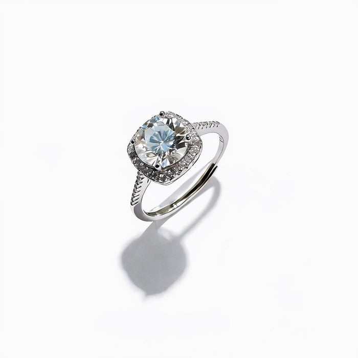 Wholesale 925 Silver Moissanite Ring Adjustable Open Design Stylish Jewelry Accessory