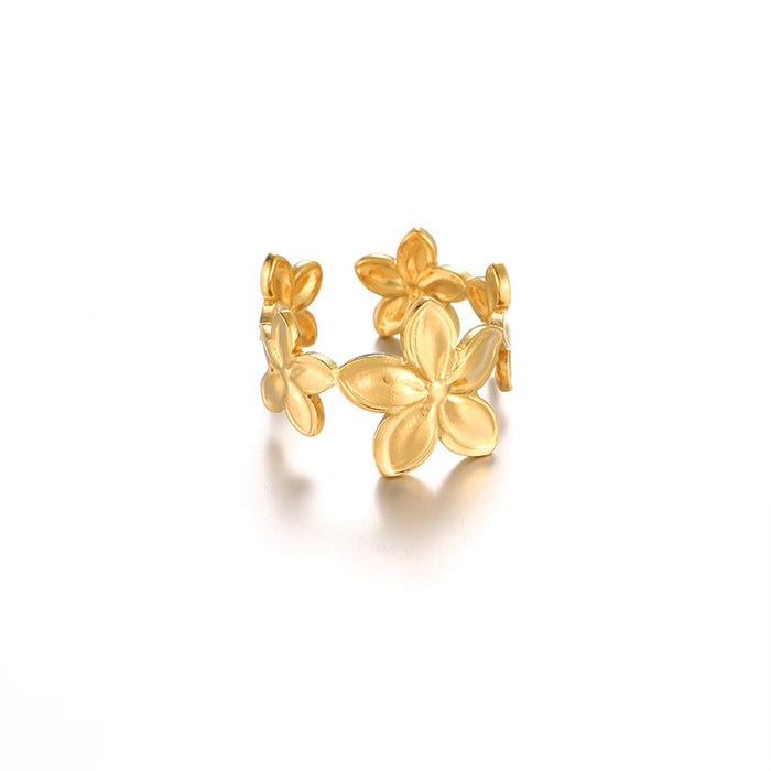 Wholesale Retro Geometric Irregular Textured Stainless Steel Ring