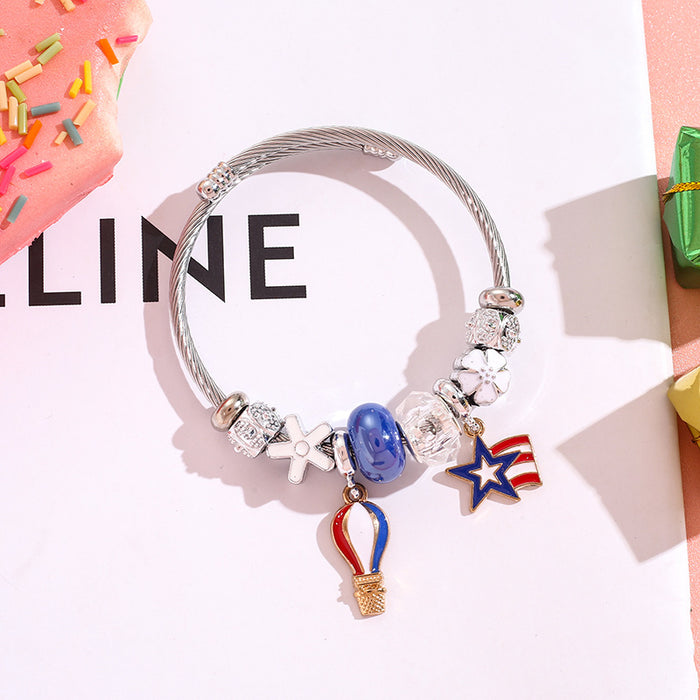 Wholesale Bracelet, bracelet, heart-shaped balloon pendant, stainless steel bead bracelet