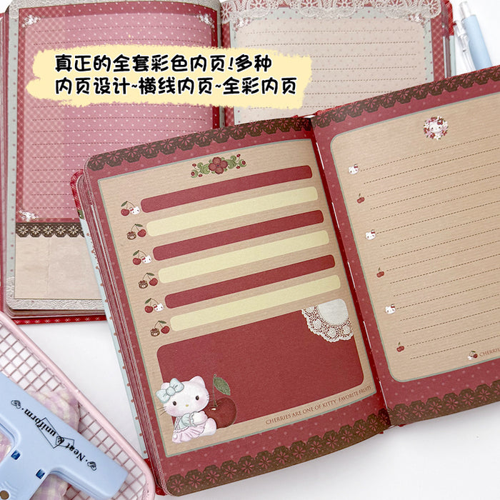 Wholesale Cute Cherry Hard Cover Notebook Full Painted Inner Pages Hand Ledger Cartoon  Journal Notepad