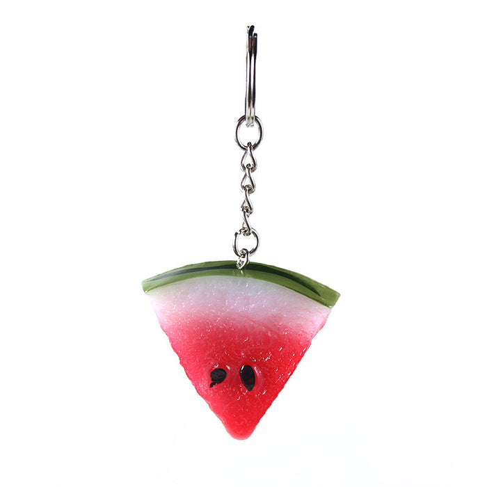 Wholesale Watermelon Slice Keychain Faux Fruit Charm Stylish PVC Hanging Ornament