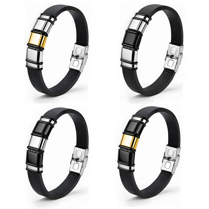 Wholesale Men' s Bamboo Stainless Steel Bracelet Fashion Accessory