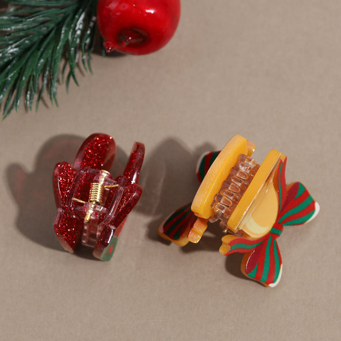 Wholesale Christmas Hair Clips Cute Gingerbread Man Snowman Elk Bell Plastic Hair Accessory For Party Gift