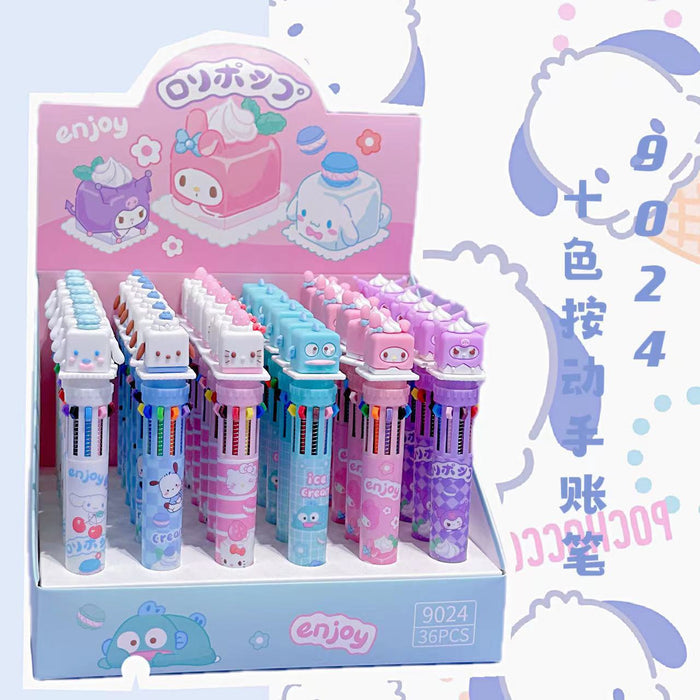Wholesale 36pcs Halloween Soft Rubber Grip 10-Color Ballpoint Pen Set Cartoon Design