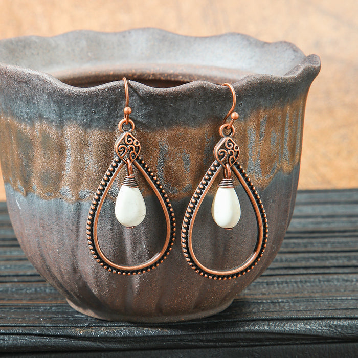 Wholesale 2pcs retro ethnic geometric turquoise earrings