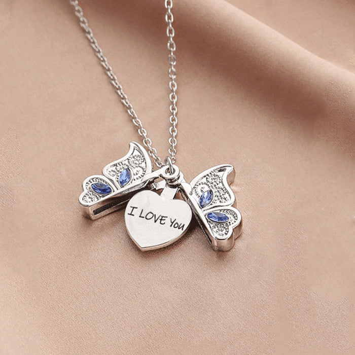 Wholesale Jewelry Metal Diamond Butterfly Heart Openable Photo Box Pendant Necklace