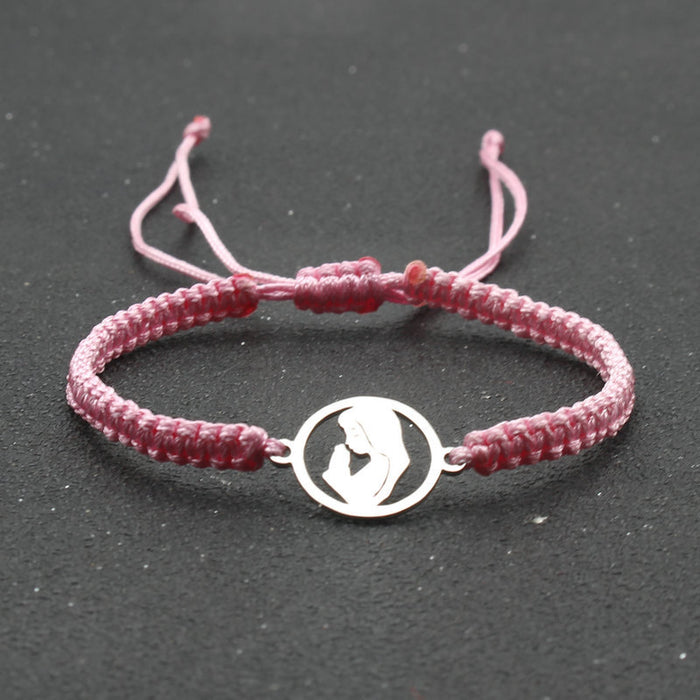 Wholesale ewelry Round Stainless Steel Bracelet Handmade Woven Red Rope Bracelet Couple Bracelet