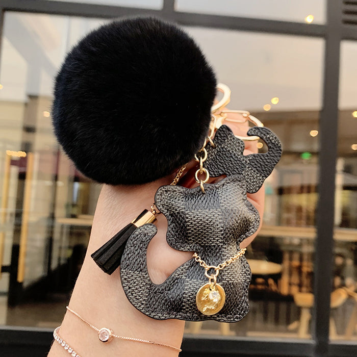 Wholesale Leather Cartoon Fur Ball Keychain (F) JDC-KC-ChengX001