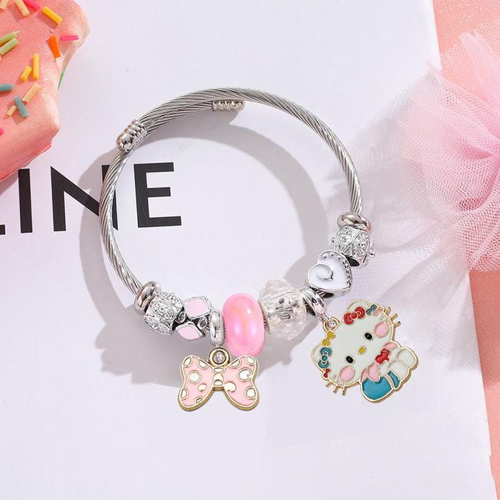 Wholesale Cartoon Beaded Stainless Steel Bracelet Fashion Accessory MOQ≥2