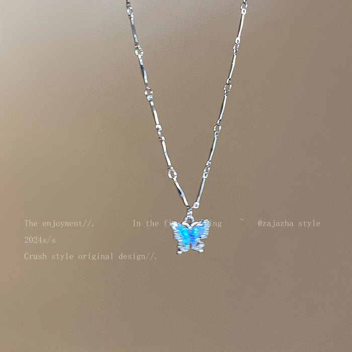 Wholesale Summer Butterfly Alloy Layering Necklace for Women Everyday Jewelry Accessory MOQ≥2