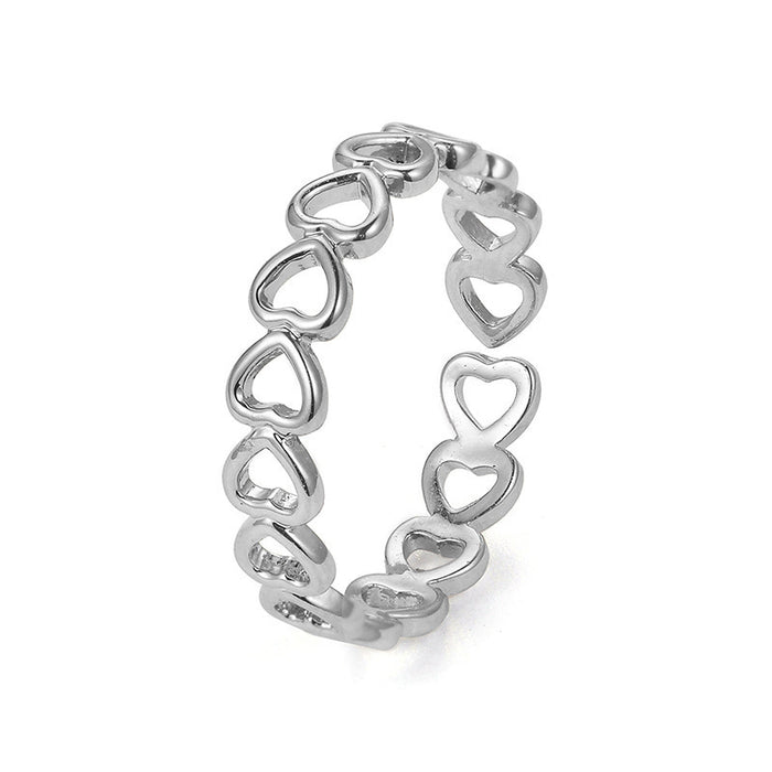 Wholesale Adjustable Women's Hollow Heart Metal Ring JDC-RS-Lanx001