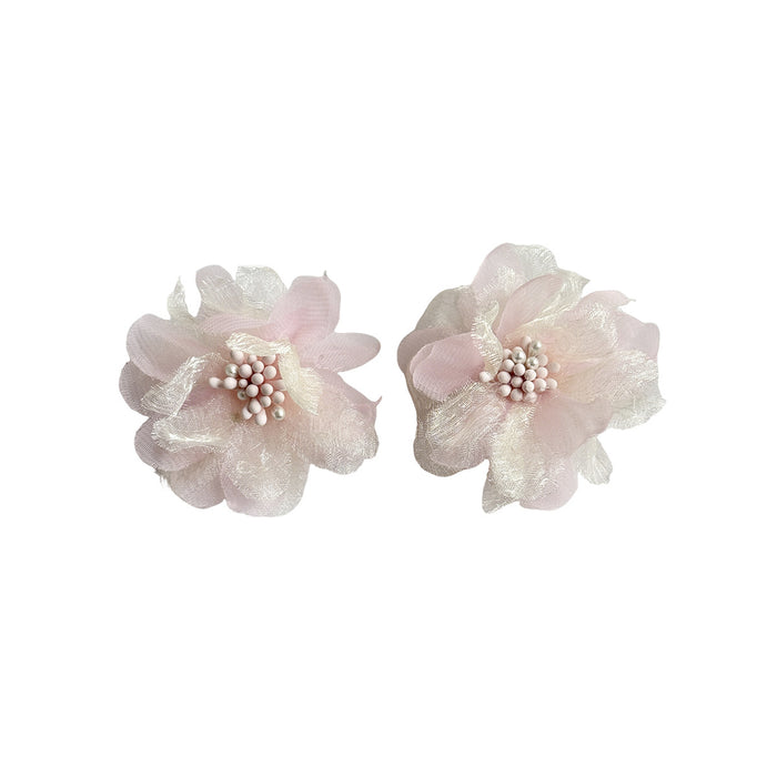 Wholesale Flower earrings with simple and versatile design, colorful fabric mesh
