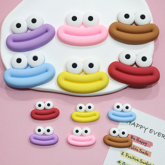 Wholesale 5pcs Big Small size cartoon sausage mouth eyes charger protective cover plush toy hairpin phone case accessories