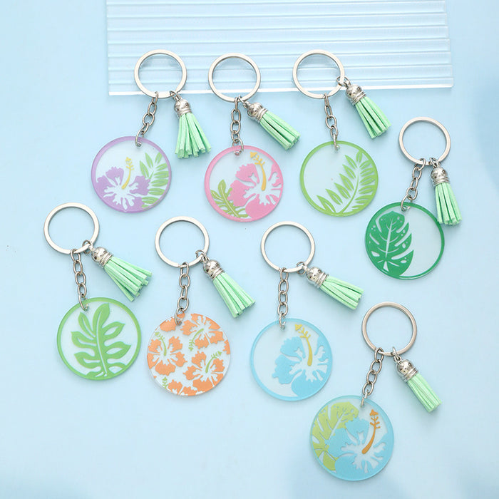 Wholesale Acrylic Flowers and Leaves Keychain JDC-KC-YiTian011