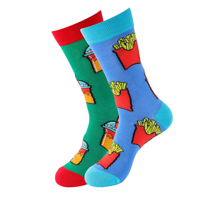 Wholesale Hamburger French Fries Cartoon Cotton Middle Socks JDC-SK-HuiHe047