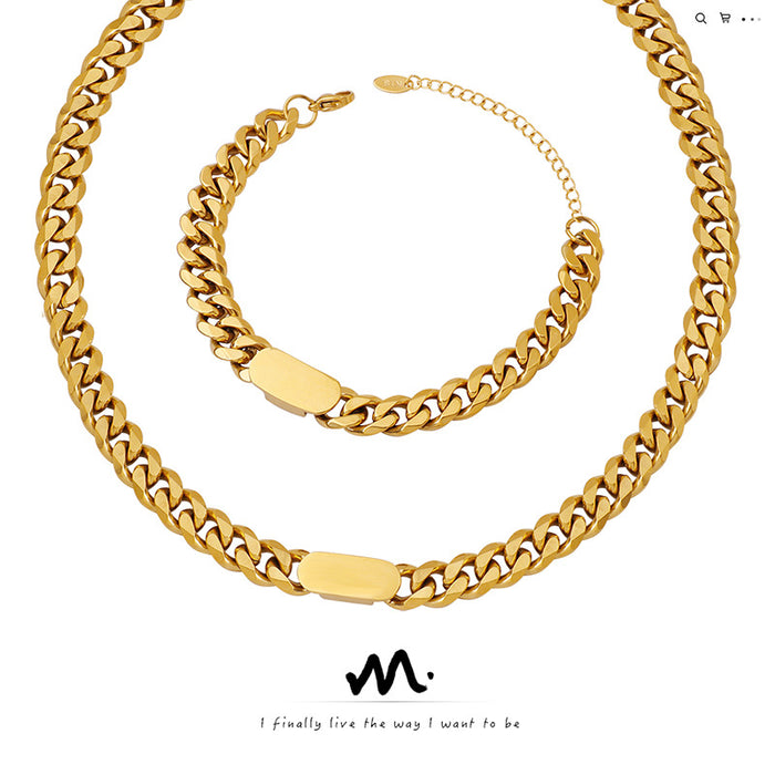 Wholesale Exaggerated chain necklace Minimalist light luxury bracelet jewelry set
