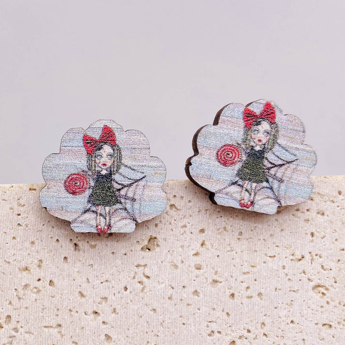 Wholesale  Earrings Horror Pumpkin Ghost Bat Wooden Earrings  Night Jewelry