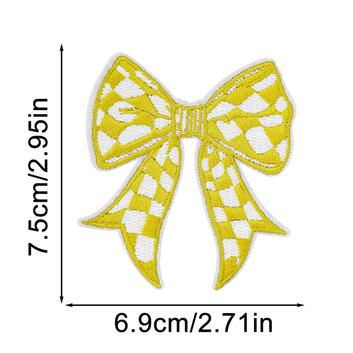 Wholesale Plaid Bow Embroidery Sticker DIY Patches