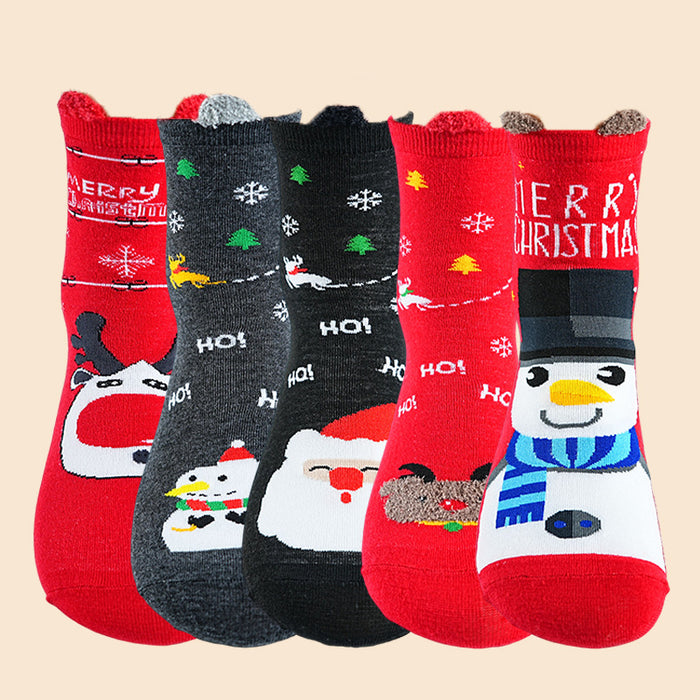 Wholesale 10pcs Cartoon Christmas Polyester Middle Tube Socks JDC-SK-Xinh023