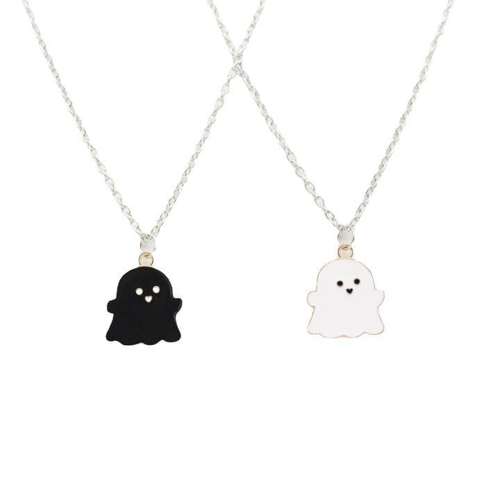 Wholesale Cartoon Black and White Ghost Necklace Niche Halloween Gift