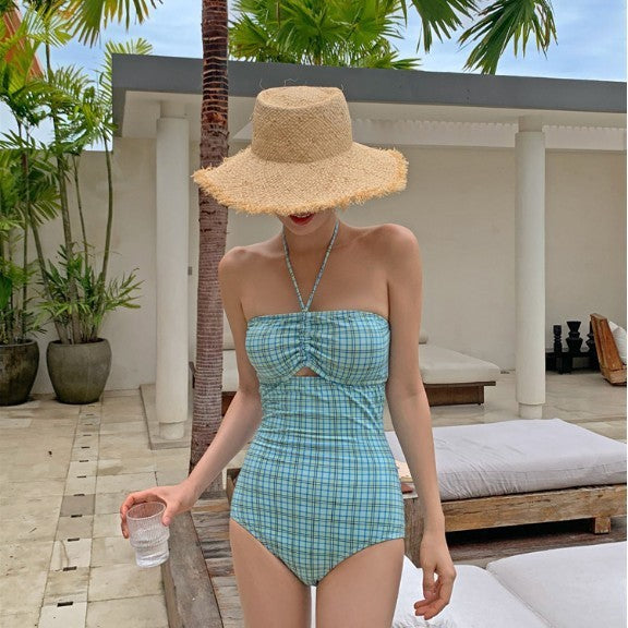 Wholesale New swimsuit one-piece skirt style conservative steel support gathered to show off weight, covering the belly, soaking in hot spring swimming suit