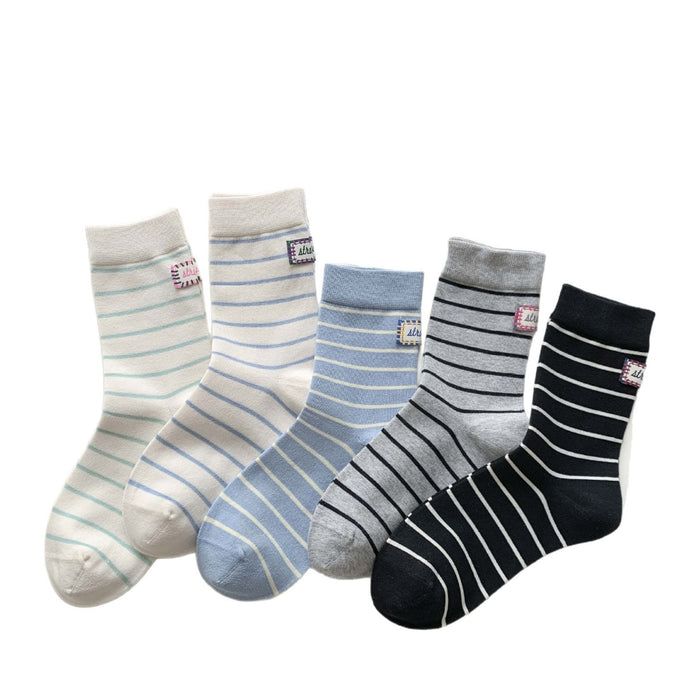 Wholesale Striped socks, mid tube socks, cotton boneless mid tube socks, fashionable and simple long tube socks