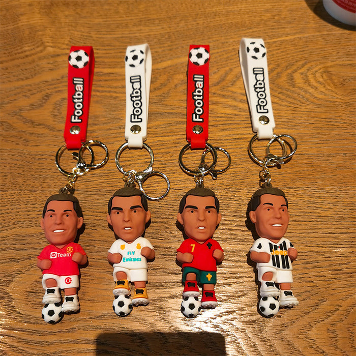 Wholesale Football keychain pvc car key ring