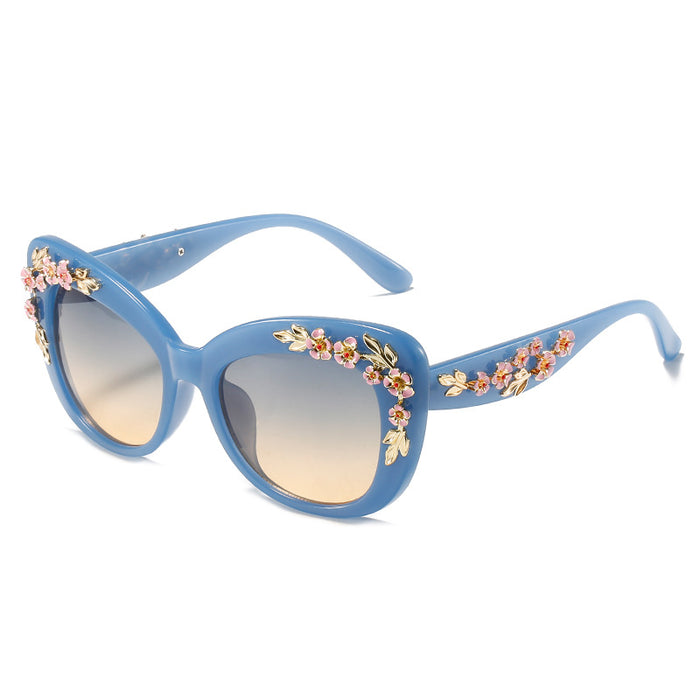 Wholesale Cat-Eye Floral Gradient Sunglasses