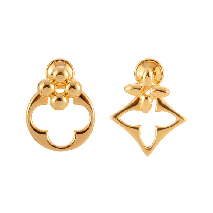Wholesale Geometric Asymmetrical Openwork Flower Stud Earrings