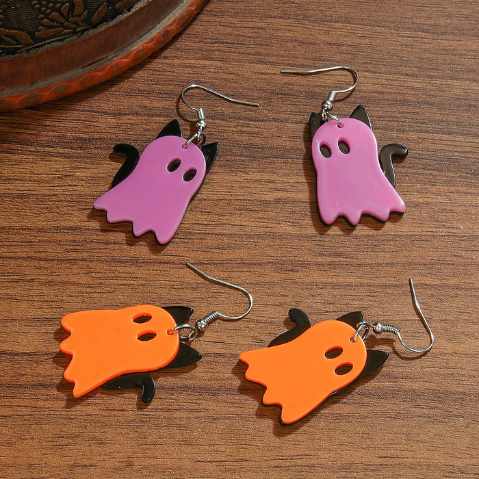Wholesale  series acrylic earrings orange purple ghost cat earrings small simple style earrings