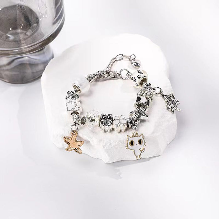 Wholesale Cartoon Large Hole Crystal Beaded Alloy Bracelet JDC-BT-JiYan001