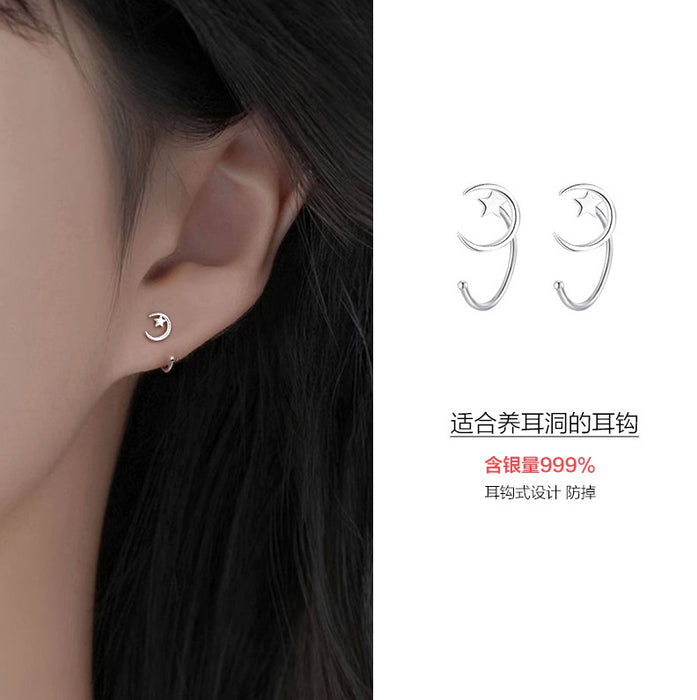 Wholesale Foot silver hollow ear hook with niche design, pure silver earrings, earring studs, jewelry