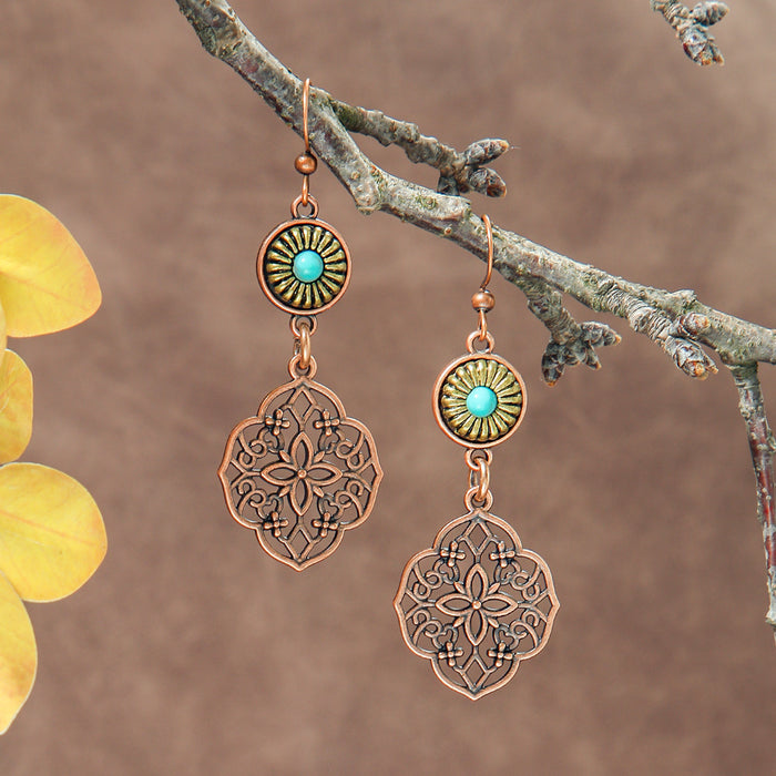 Wholesale Bohemian Geometric Irregular Leaf Metal Earrings Fashion Accessory MOQ≥2