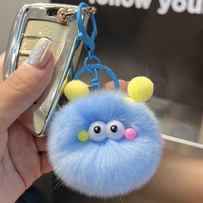 Wholesale Rex Rabbit Fur Small Charcoal Ball Furry Keychain