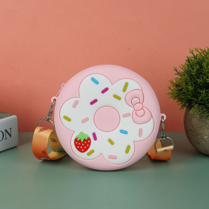 Wholesale Donut Silicone Crossbody Bag for Girls Trendy Cute Coffee Color MOQ≥10