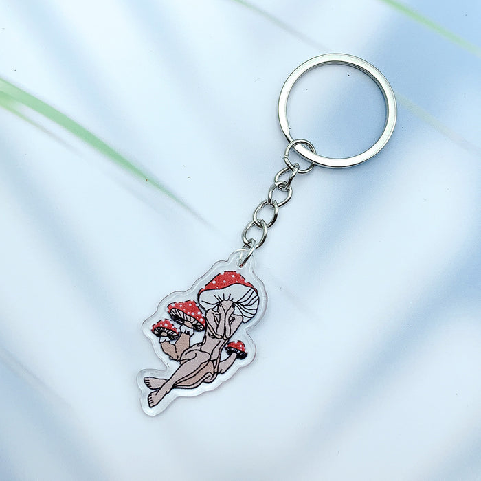 Wholesale Acrylic Mushroom Girl Keychain JDC-KC-HanR002