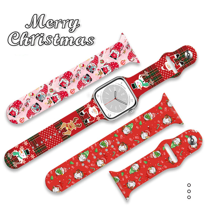 Wholesale Cartoon Christmas Silicone Strap Suitable for Apple Watch Strap JDC-WD-NuoQi005