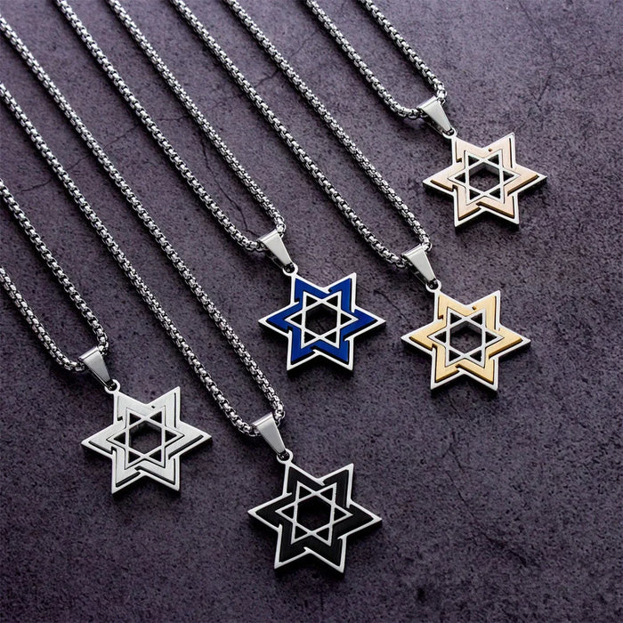 Wholesale Personalized Fashion Necklace Two tone Stainless Steel David Star Pendant Necklace