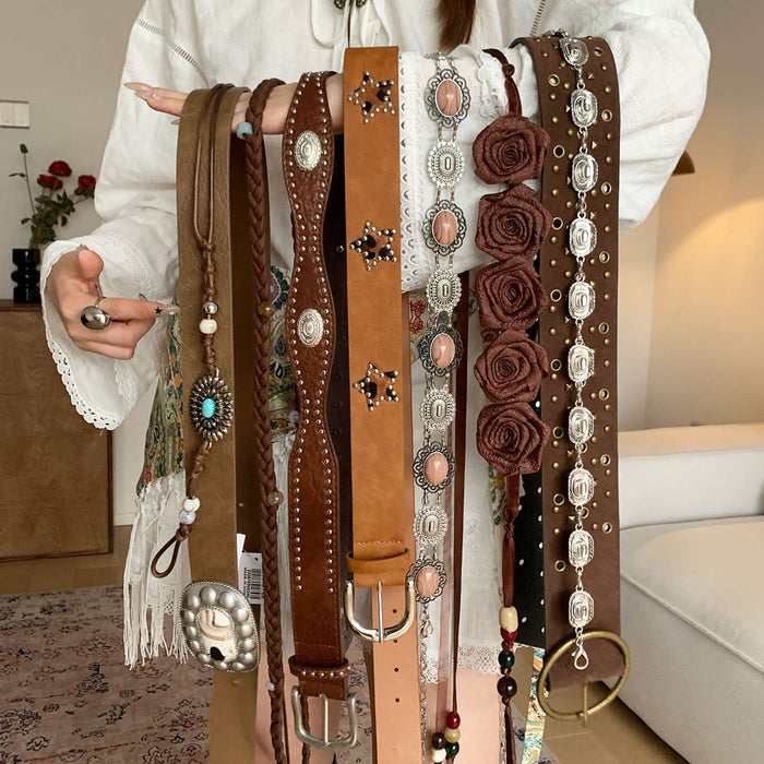 Wholesale Retro Boho PU Women S Rivet Belt Waist Belt For Dresses And Jeans Trendy Fashion Accessory Boutique Resale