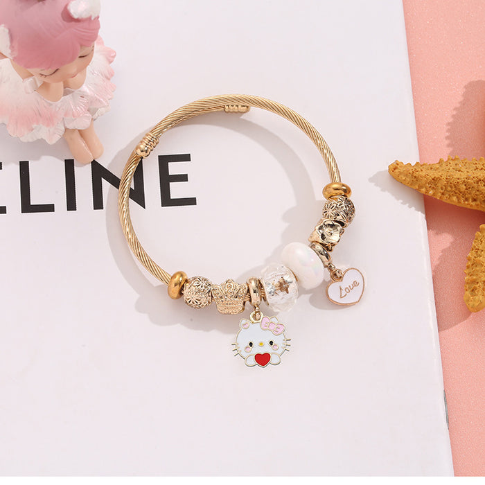 Wholesale Stainless Steel Beaded Bracelet with Heart Pendant Fashion Accessory MOQ≥2