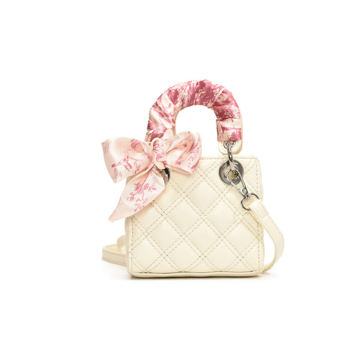 Wholesale New children's bag, silk scarf handbag, fashionable diamond grid crossbody bag
